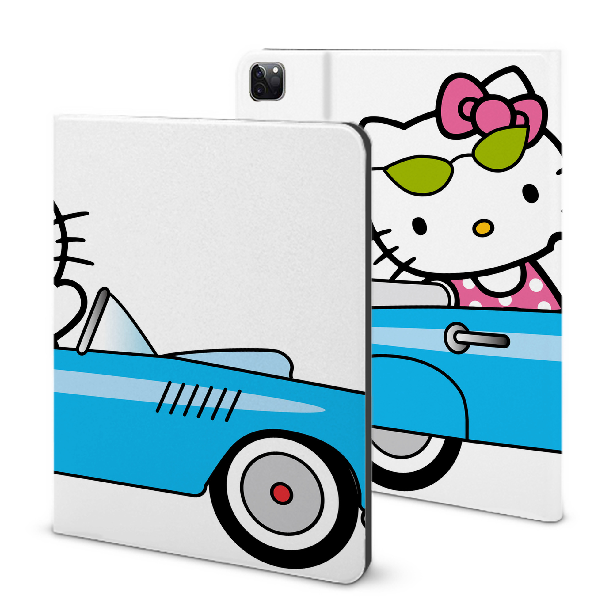（画像用） Hello Kitty ハローキティ IPad ケース ブック型 PUレザー TPU 耐衝撃 軽量 薄型 ペン収納なし 全面保護 IPad 各モデル対応